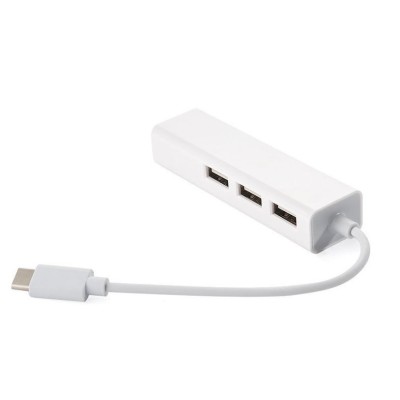 USB-хаб (концентратор) China 3×USB 2.0 + RJ45, білий