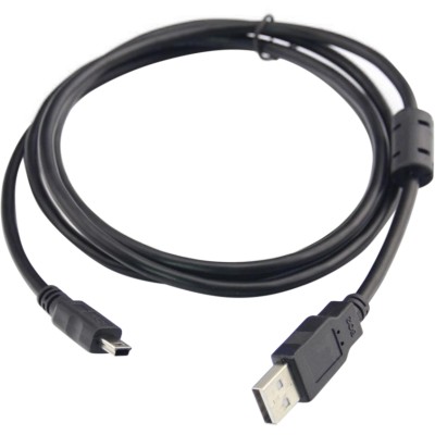Кабель USB 2.0 (USB-кабель) China AM-mini BM 5pin, 1,8 м, ферит, чорний