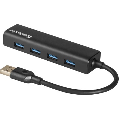 USB-хаб (концентратор USB) Defender 4xUSB 3.0, чорний