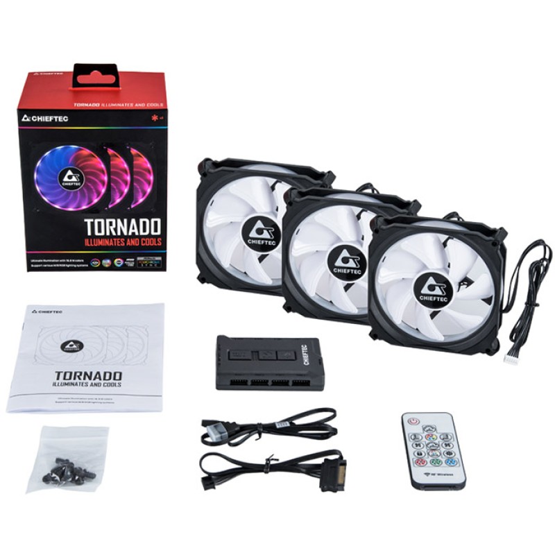 Вентиляторы для корпуса (корпусные вентиляторы) Chieftec Tornado CF-3012-RGB 3×120 мм