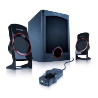 Акустична система (комп’ютерні колонки) Microlab M-111 2.1, чорна з червоним