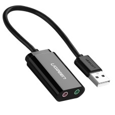 Внешняя USB звуковая карта (аудиоадаптер) Ugreen US205 2×TRS, чёрная