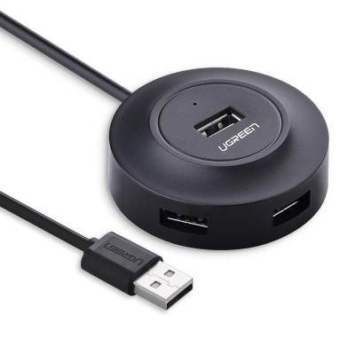 USB-хаб (концентратор) Ugreen CR106 4 порти, кабель 1 м, чорний