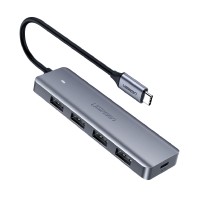 USB-хаб (розгалужувач USB) Ugreen CM219 4 порти USB 3.0, сірий