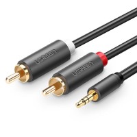 Аудиокабель AUX (кабель 3,5 мм — 2 RCA) UGREEN AV102 1 м чёрный