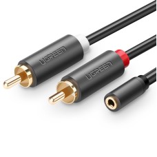 Аудиокабель AUX (кабель) UGREEN AV102 3,5 мм–2×RCA, 0,25 м