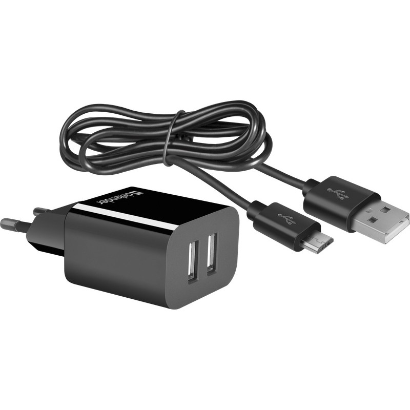 Сетевое зарядное устройство (зарядка) Defender UPC-21 12 Вт, чёрное