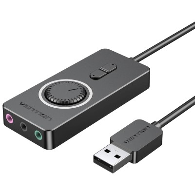 Звукова карта (аудіоадаптер) Vention CDRBB USB-A, чорна, 0,15 м