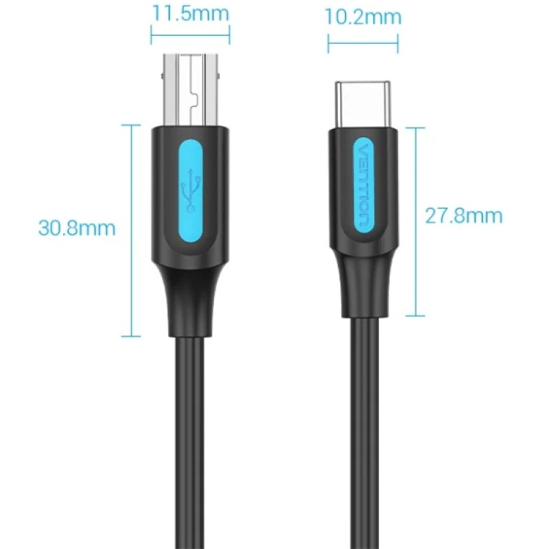 Кабель USB-C—USB BM (принтерний кабель) Vention 2 м 2.4 А Кабель USB-C—USB BM (принтерний кабель) Vention 2 м 2.4 А