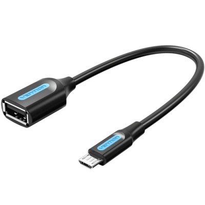Адаптер USB OTG (перехідник) Vention USB 2.0 Micro BM — USB AF, 0,15 м, чорний
