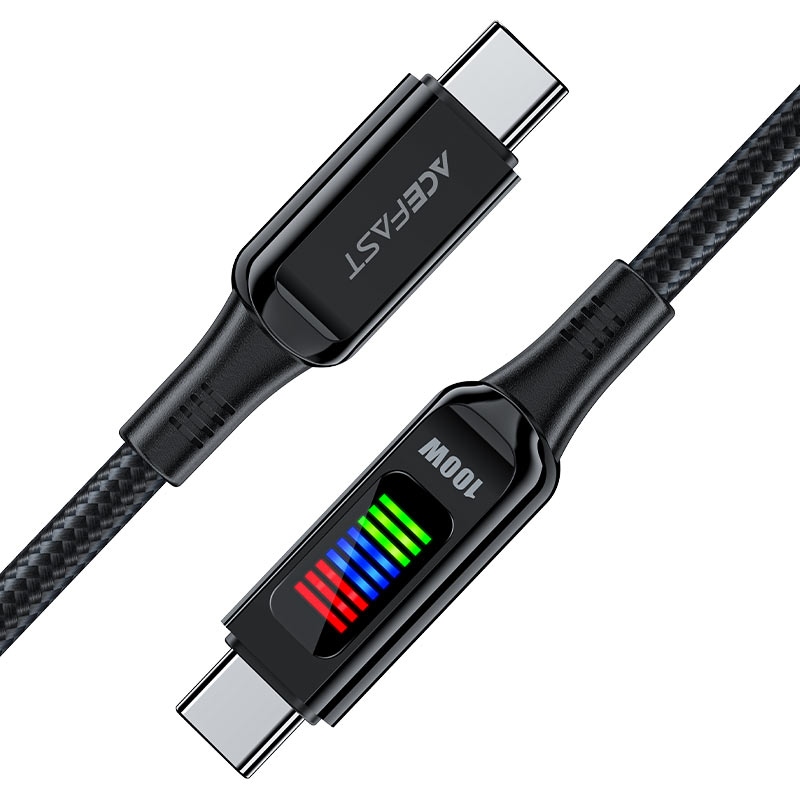 Кабель USB Type-C (USB-C — USB-C) Acefast C7-03 1,2 м, 100 Вт, з дисплеєм Кабель USB Type-C (USB-C — USB-C) Acefast C7-03 1,2 м, 100 Вт, з дисплеєм