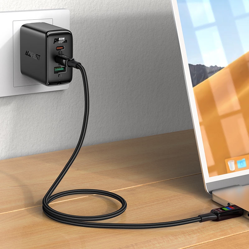Кабель USB Type-C (USB-C — USB-C) Acefast C7-03 1,2 м, 100 Вт, з дисплеєм Кабель USB Type-C (USB-C — USB-C) Acefast C7-03 1,2 м, 100 Вт, з дисплеєм