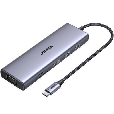 Док-станція (хаб) Ugreen CM498 HDMI 4K30Hz, VGA, USB 3.0, RJ45, SD/TF, PD 100W