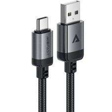 Кабель USB (шнур) Acefast C20-04 USB-A — USB-C, 1,2 м, 60 Вт, чорний/сірий