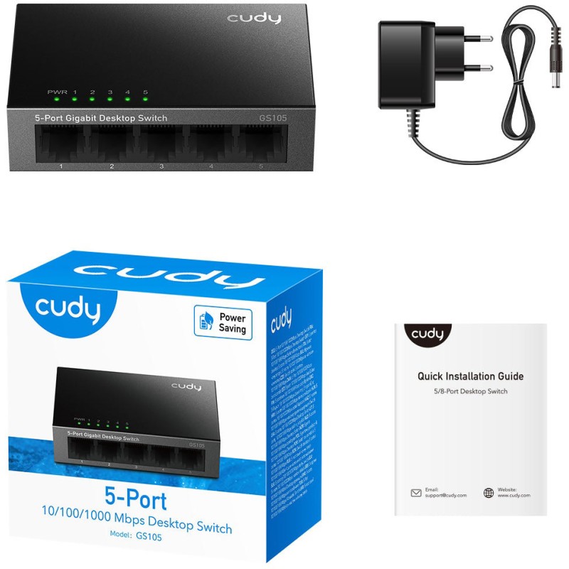 Коммутатор (сетевой свитч) Cudy GS105 5 портов Gigabit Metal Desktop
