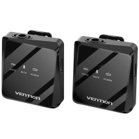 Беспроводной двойной петличный микрофон (лавалье) Vention USB-C 2-Pack Wireless Lavalier чёрный