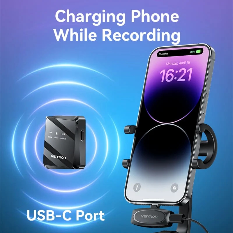 Беспроводной двойной петличный микрофон (лавалье) Vention USB-C 2-Pack Wireless Lavalier чёрный