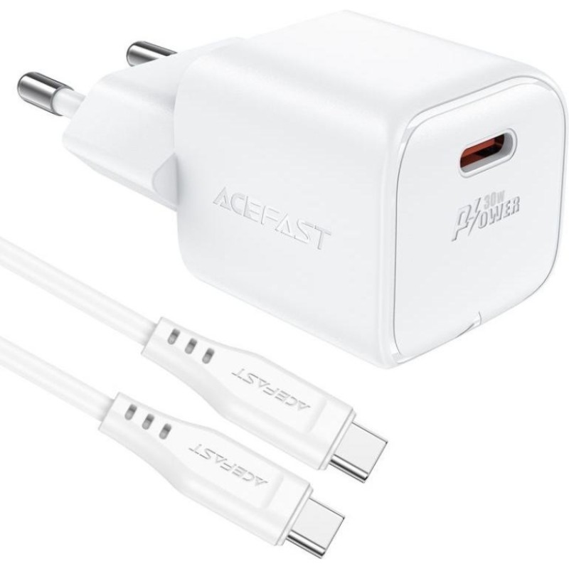 Сетевое зарядное устройство (зарядка) Acefast A77 mini 30 Вт, белое