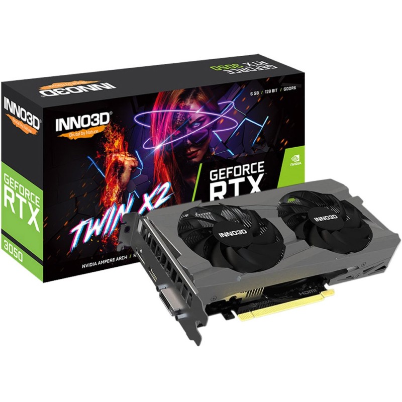 Видеокарта (графический адаптер) Inno3D GeForce RTX3050 Twin X2 V2 6 ГБ Видеокарта (графический адаптер) Inno3D GeForce RTX3050 Twin X2 V2 6 ГБ