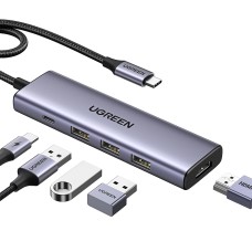 Док-станція (USB-C хаб) Ugreen CM511 5-в-1, HDMI 4K 60 Гц, PD 100 Вт