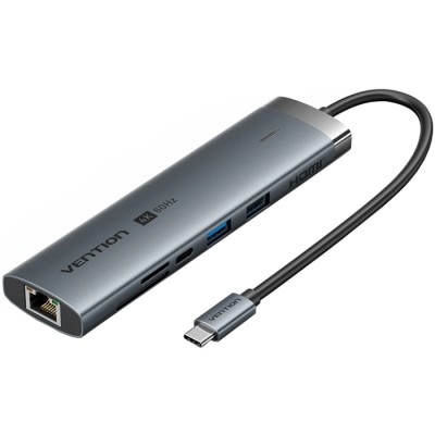 Док-станція (USB-C хаб) Vention TGVHB 9-в-1, HDMI 4K@60Hz, PD 100 Вт