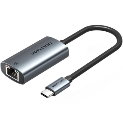 Адаптер USB Type-C — Ethernet RJ45 (перехідник) Vention 1000 Мбіт/с чорний Aluminum Alloy Type