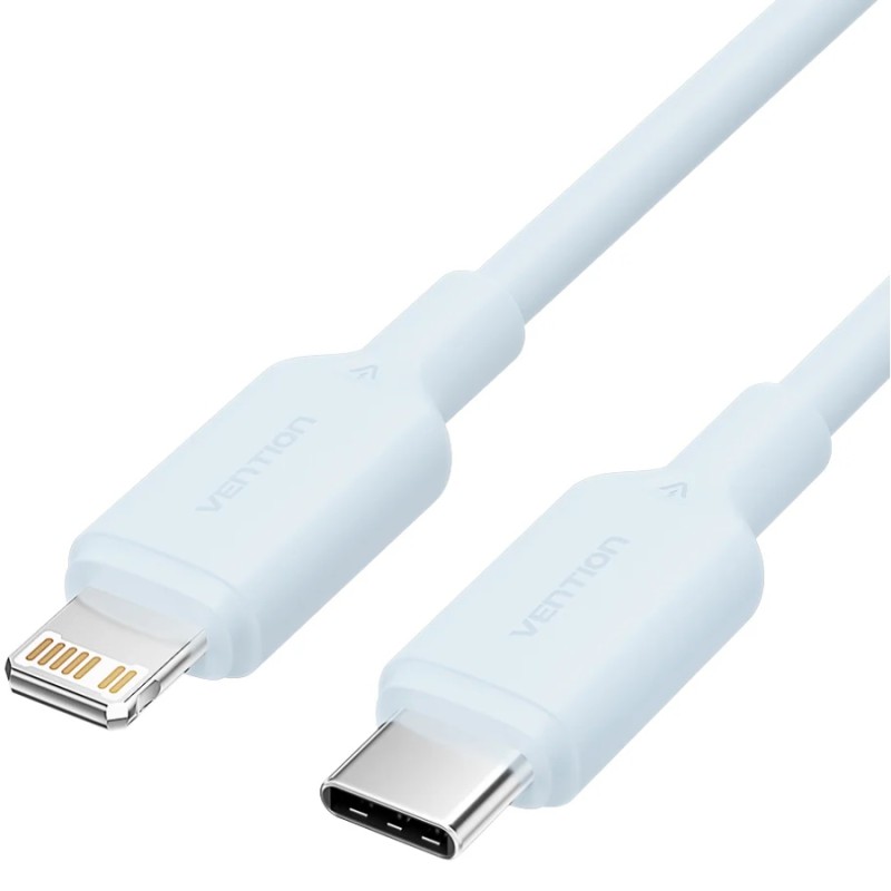 Кабель USB (зарядний кабель) Vention Type-C–Lightning, 1 м, PD 27 Вт, блакитний