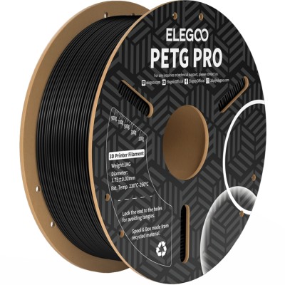 Філамент для 3D-принтера (пластик) ELEGOO PETG PRO чорний, 1 кг, 1,75 мм Філамент для 3D-принтера (пластик) ELEGOO PETG PRO чорний, 1 кг, 1,75 мм