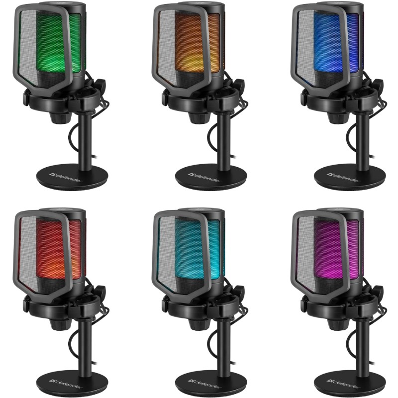 Игровой USB-микрофон (микрофон для стримов) Defender Impulse GMC 600 RGB чёрный