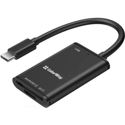 USB-картрідер (кардридер) ColorWay USB-C to USB 3.0/SD/MicroSD 2 слоти