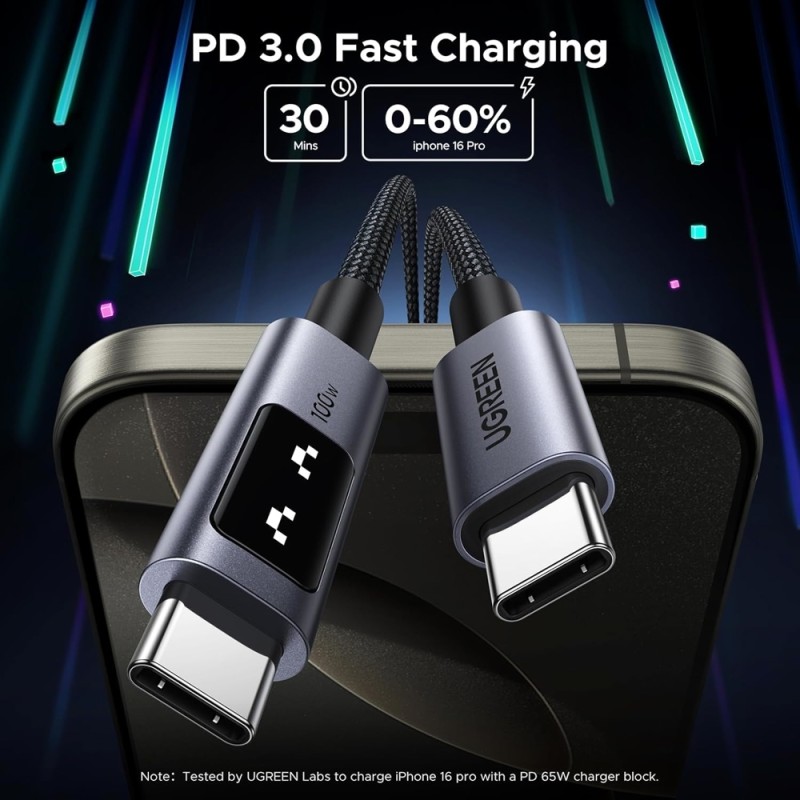 Кабель USB (Type-C кабель) UGREEN L509 1 м, 100W, чорний