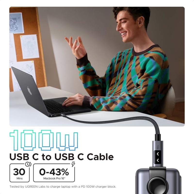 Кабель USB (Type-C кабель) UGREEN L509 1 м, 100W, чорний