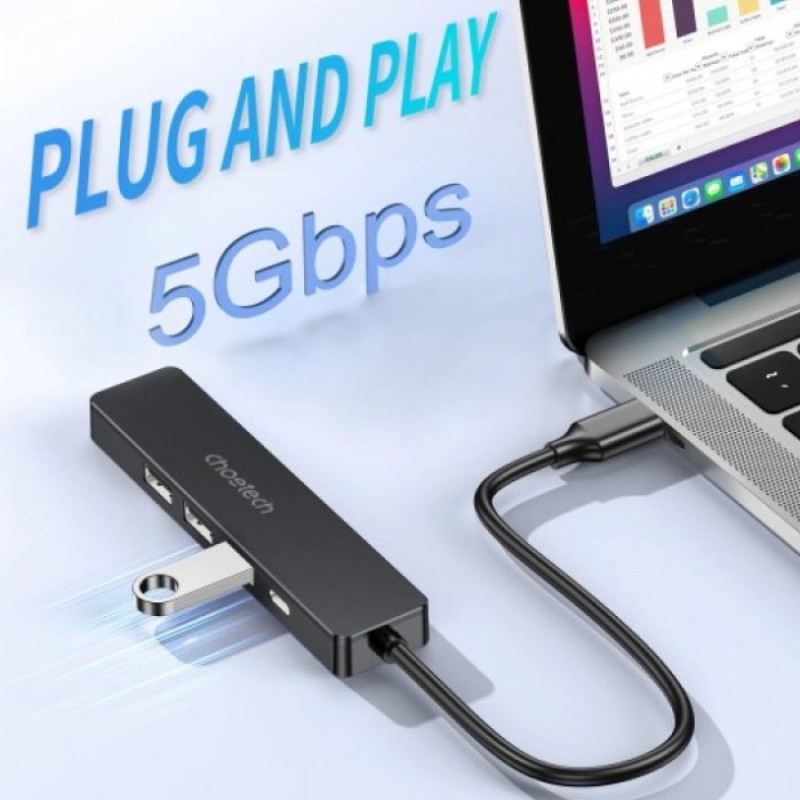 Док-станция (USB-C хаб) Choetech HUB-M80-BK HDMI 4K30Hz, PD 100 Вт