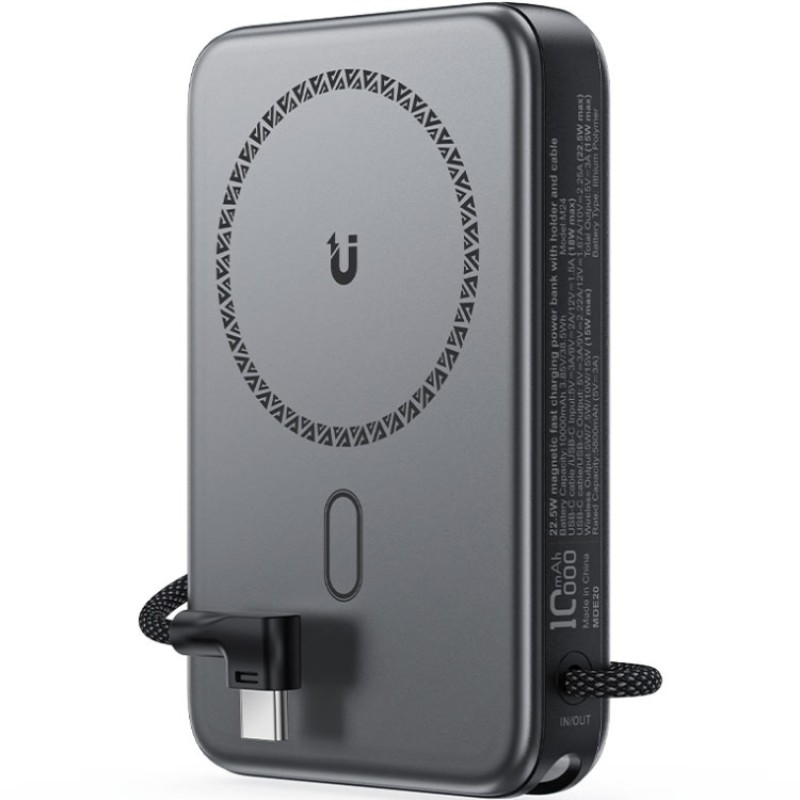 Павербанк (зовнішній акумулятор) Acefast M24 10 000 мАг, Magnetic Wireless, Metal Gray