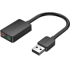 Звукова карта (USB аудіоадаптер) Vention чорна, кабель 1 м